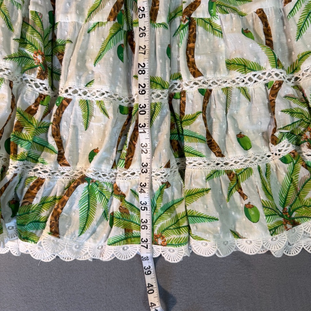 FARM Rio Tropical Palm Tree Print Tiered Maxi Skirt S Boho Summer Flowy Cotton - Picture 9 of 10
